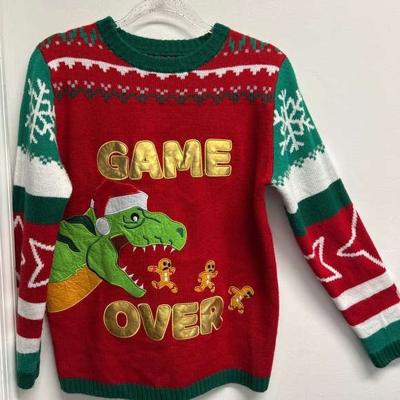 Festive Dinosaur Christmas Sweater - Picture 1 of 6
